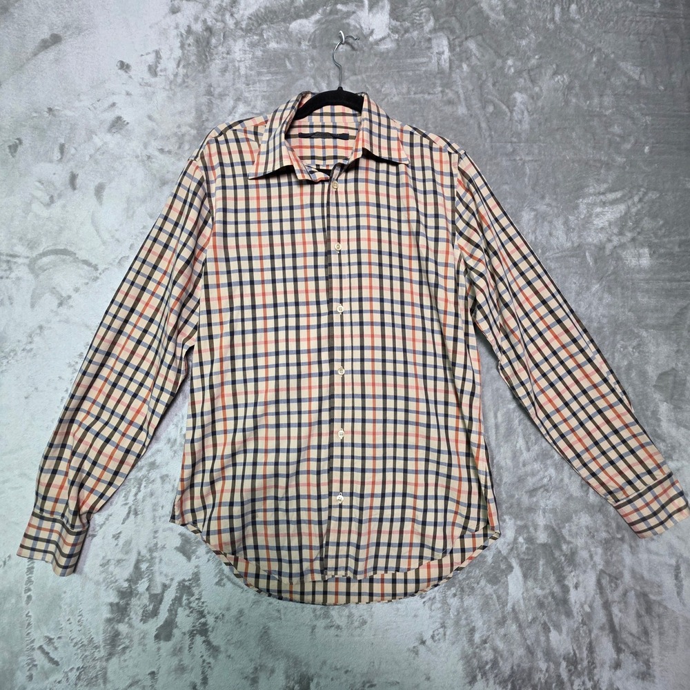 Valentino Jeans Mens Large 50 Multi Color Check Cotton Button Down Shirt Long